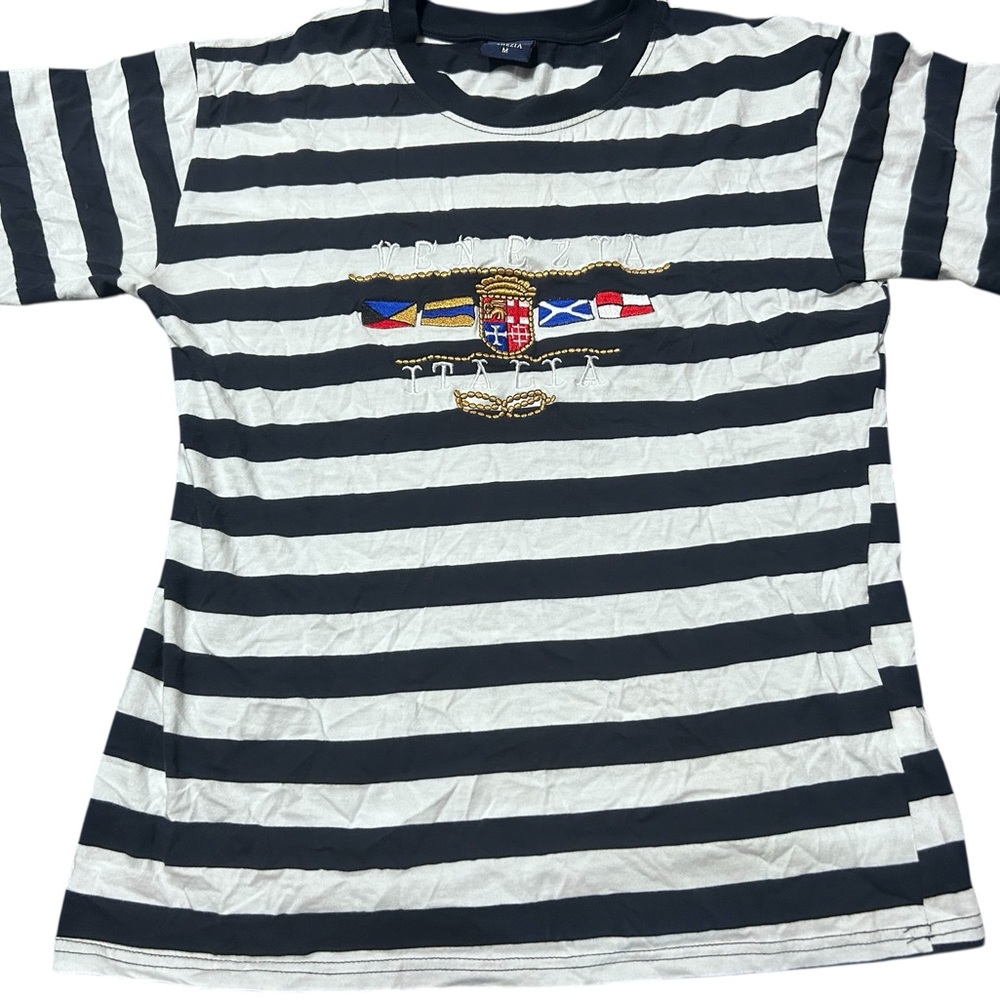 Nautical Striped Womans Shirt - Black and White. Euro summer inspired!!